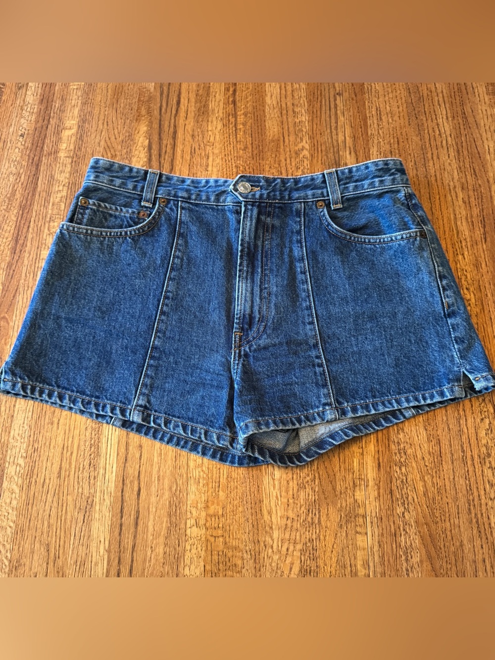 SOLID / STRIPED x RE/DONE High Darted Denim Shorts Size 30